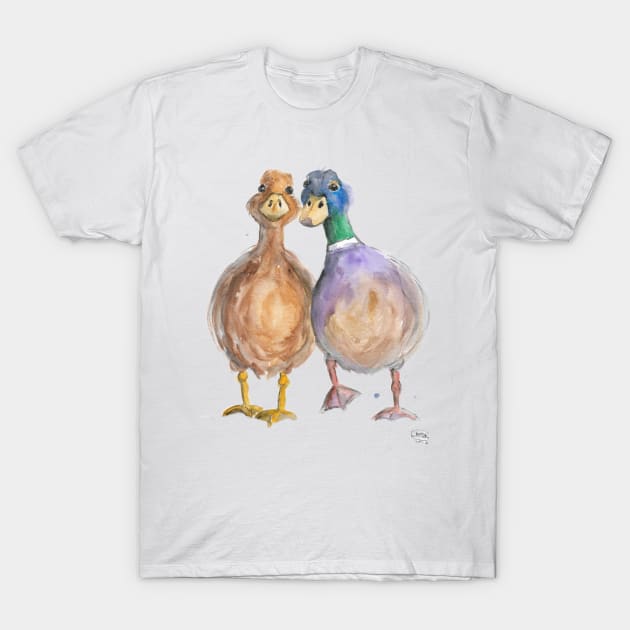 Duckies, Lovebirds. Duck Couple T-Shirt by Marjansart 